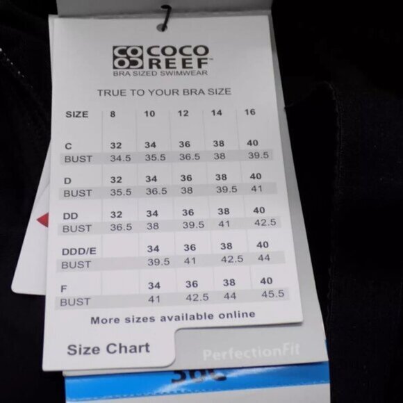 Coco Reef Tankini Swimsuit Top Black 36C Strapless Removable Straps Pleated - Picture 4 of 5